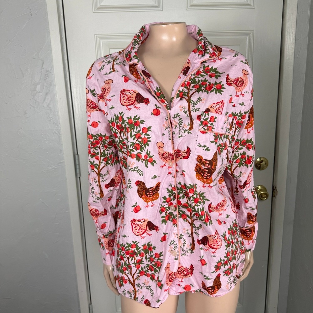 Printfresh Women's Pajama Shirt Medium Barbie Cotton Western Button Top W4-14